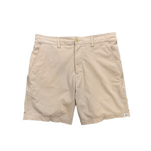 7Diamonds Shorts Mens Large Beige Seersucker Textured Elastic Waist Inner Liner